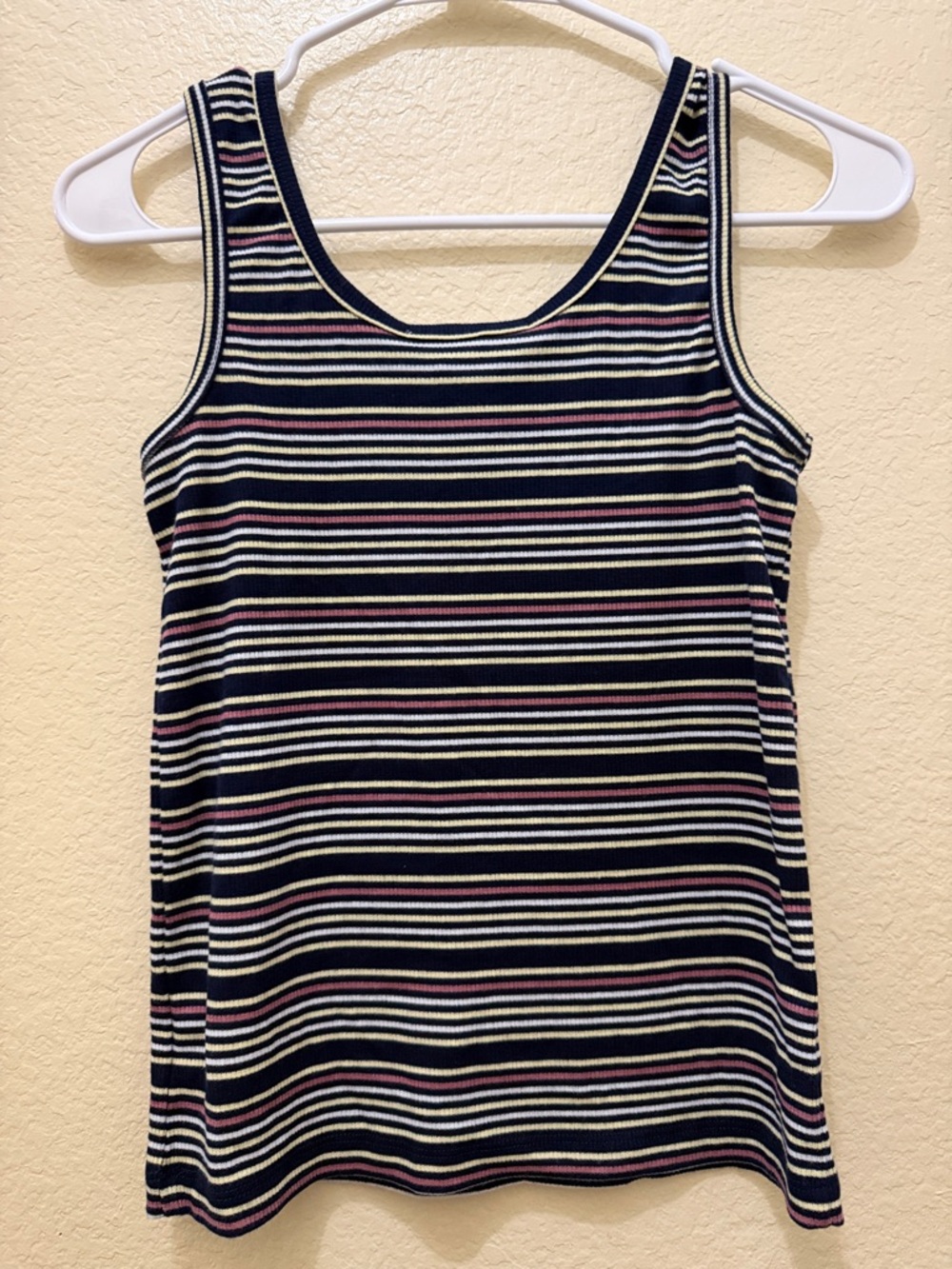 Hippie Rose Navy, White & Pink Striped Ribbed Tank - Picture 4 of 4